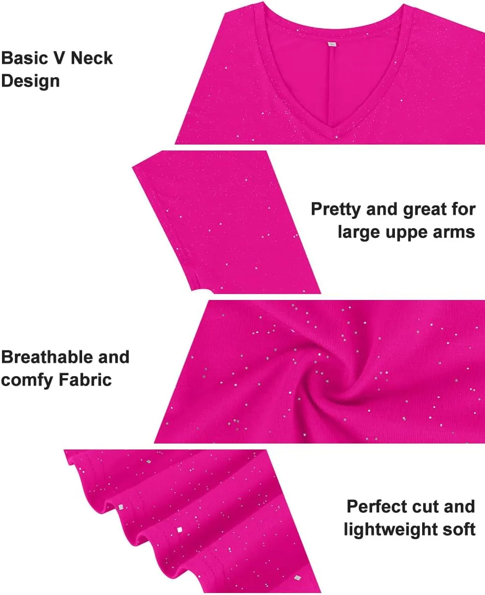 RITERA Plus Size Tops for Women Oversized Summer Basic V Neck Short Sleeve Henley Shirt Casual Tunic Shirts XL-5XL