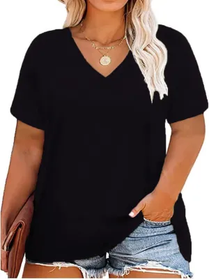 RITERA Women Plus Size Tops Tie Dye V Neck Shirt Floral Camo Summer Short Sleeve Tunic Oversized Ladies Blouse XL-5XL