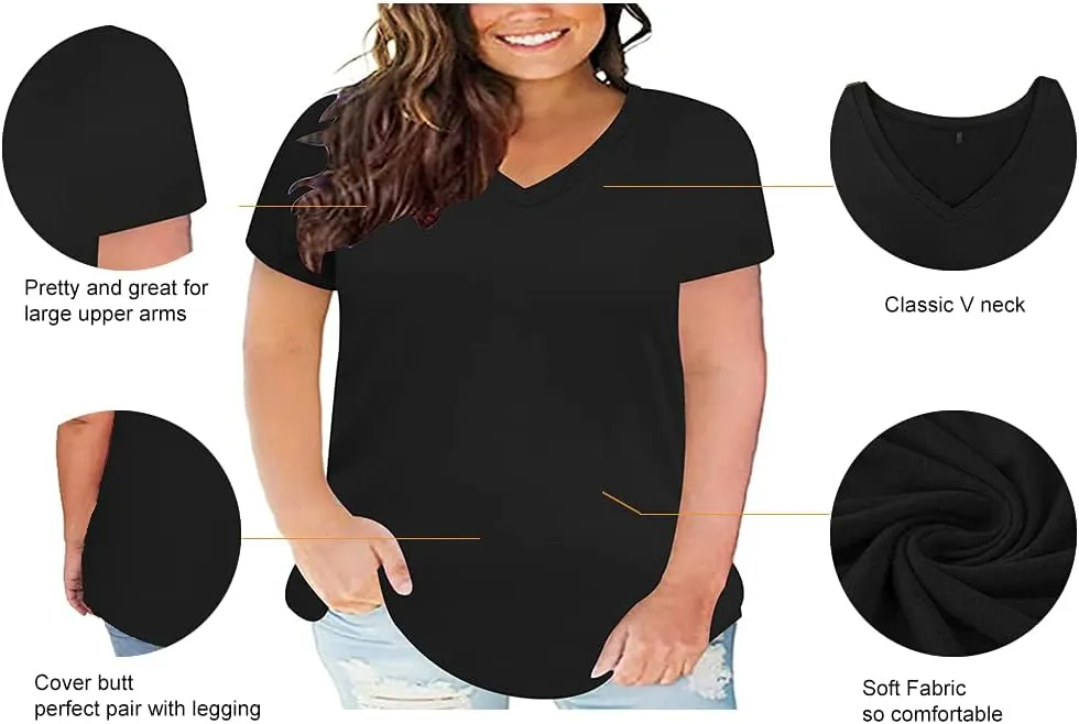 RITERA Women Plus Size Tops Tie Dye V Neck Shirt Floral Camo Summer Short Sleeve Tunic Oversized Ladies Blouse XL-5XL