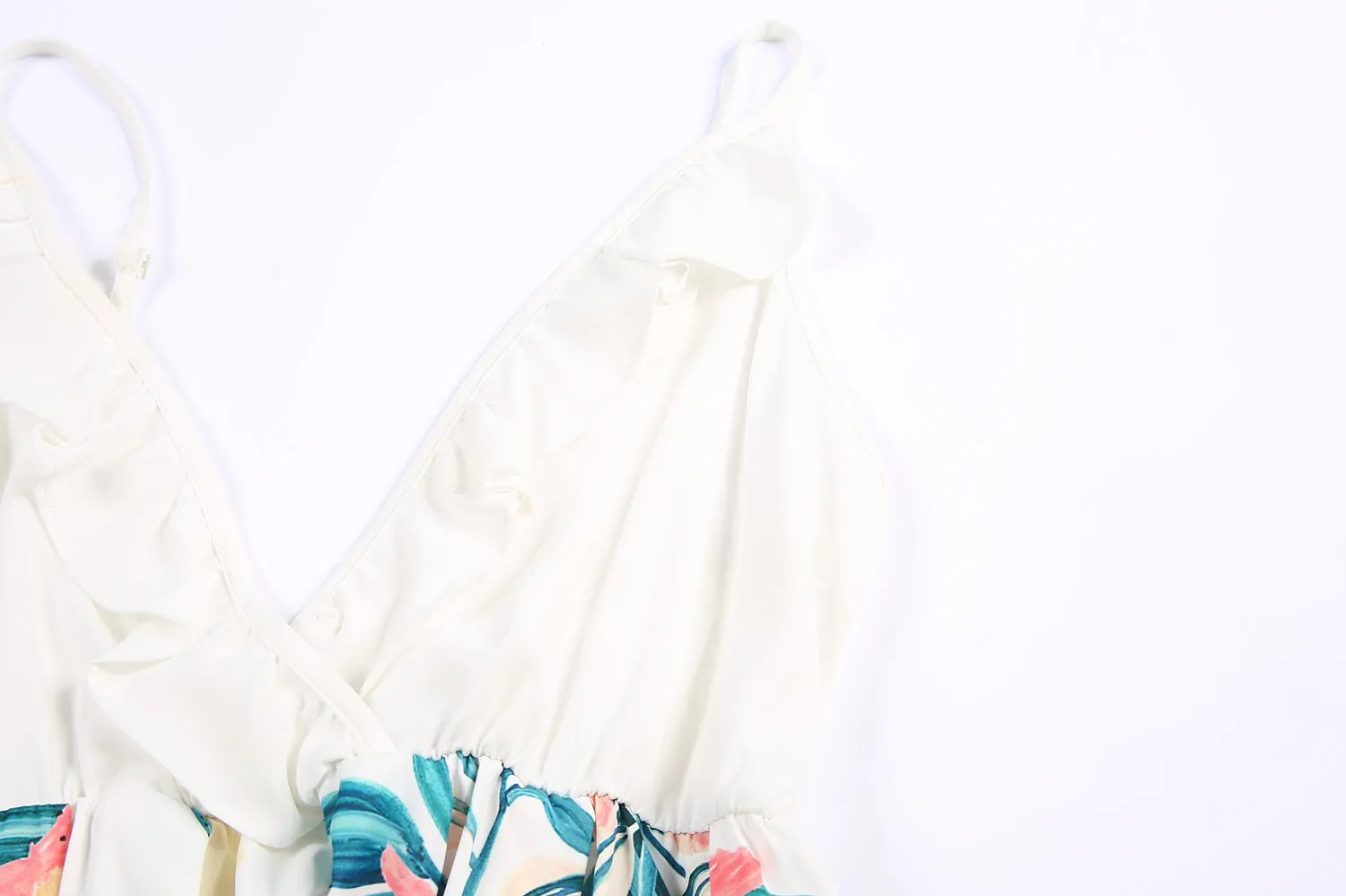 Ruffle Floral Sleeveless Matching Midi Sling Chiffon Dresses