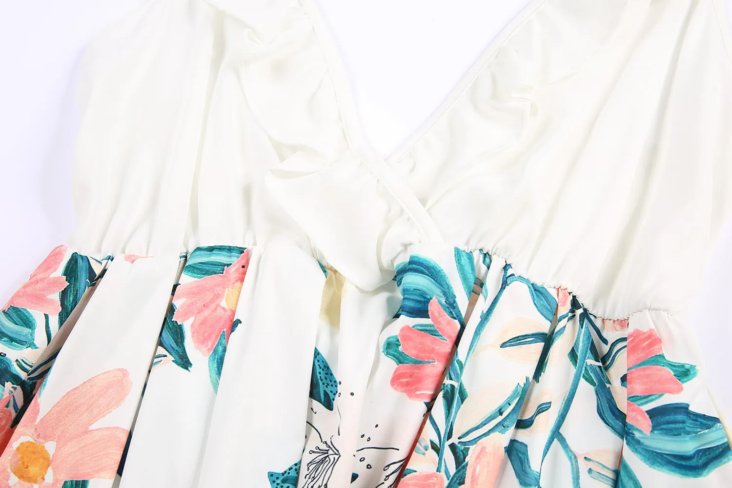 Ruffle Floral Sleeveless Matching Midi Sling Chiffon Dresses