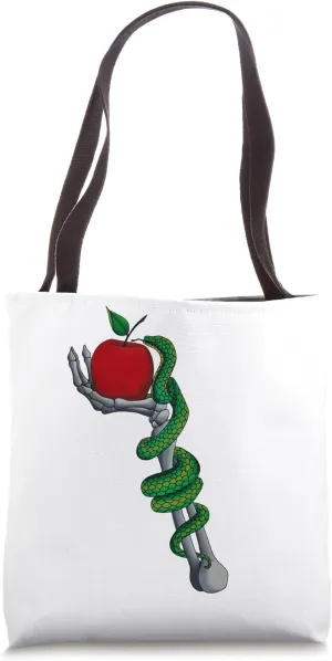 Skeleton Hand Snake Red Apple Gothic Vintage Boho Snake Art Tote Bag