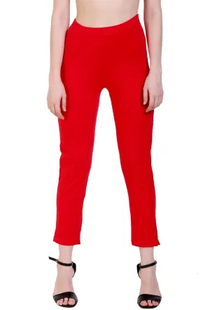Sona Women's/Girl's International Soft  Cotton Regular Fit Straight Pants/Trouser-Red