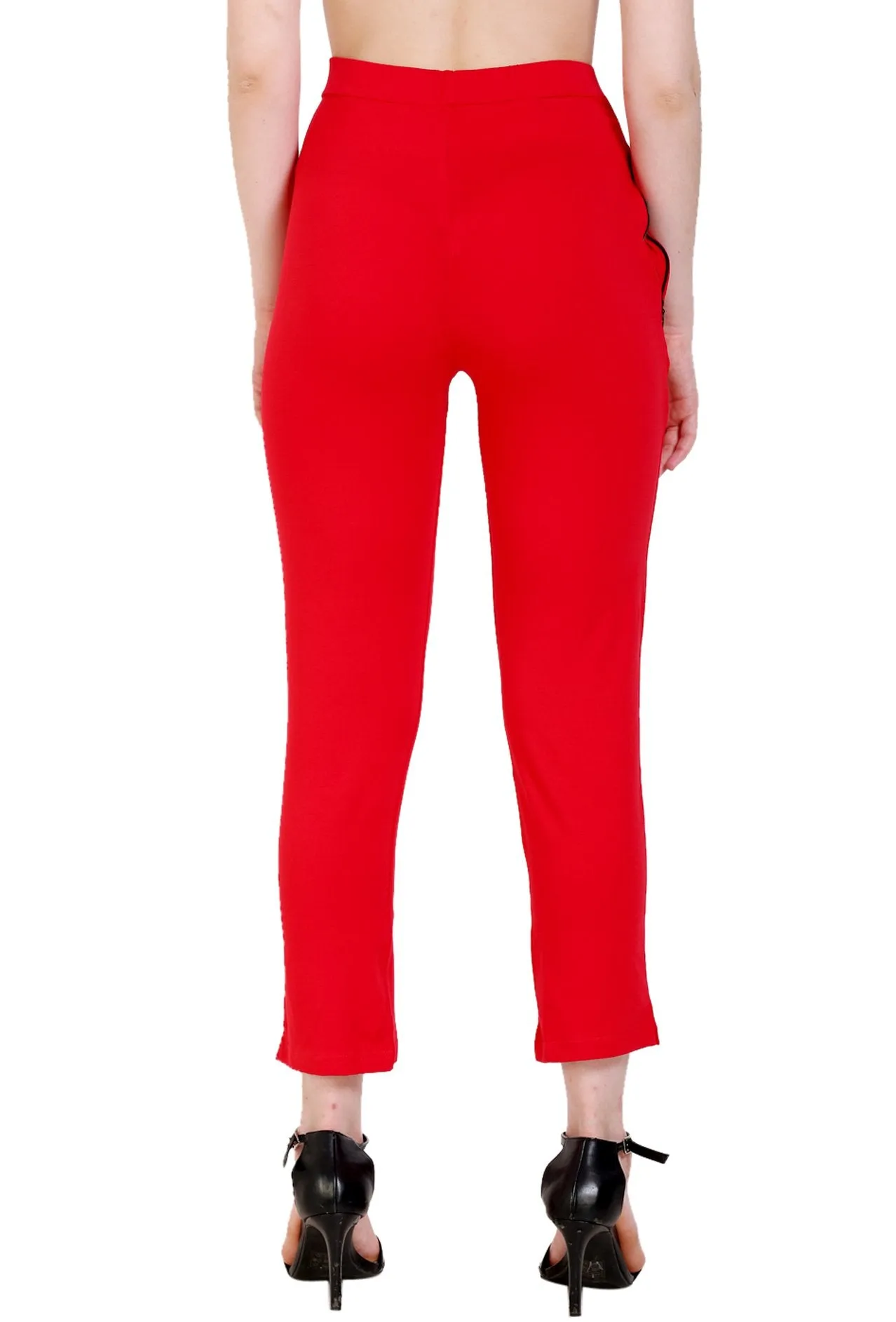 Sona Women's/Girl's International Soft  Cotton Regular Fit Straight Pants/Trouser-Red