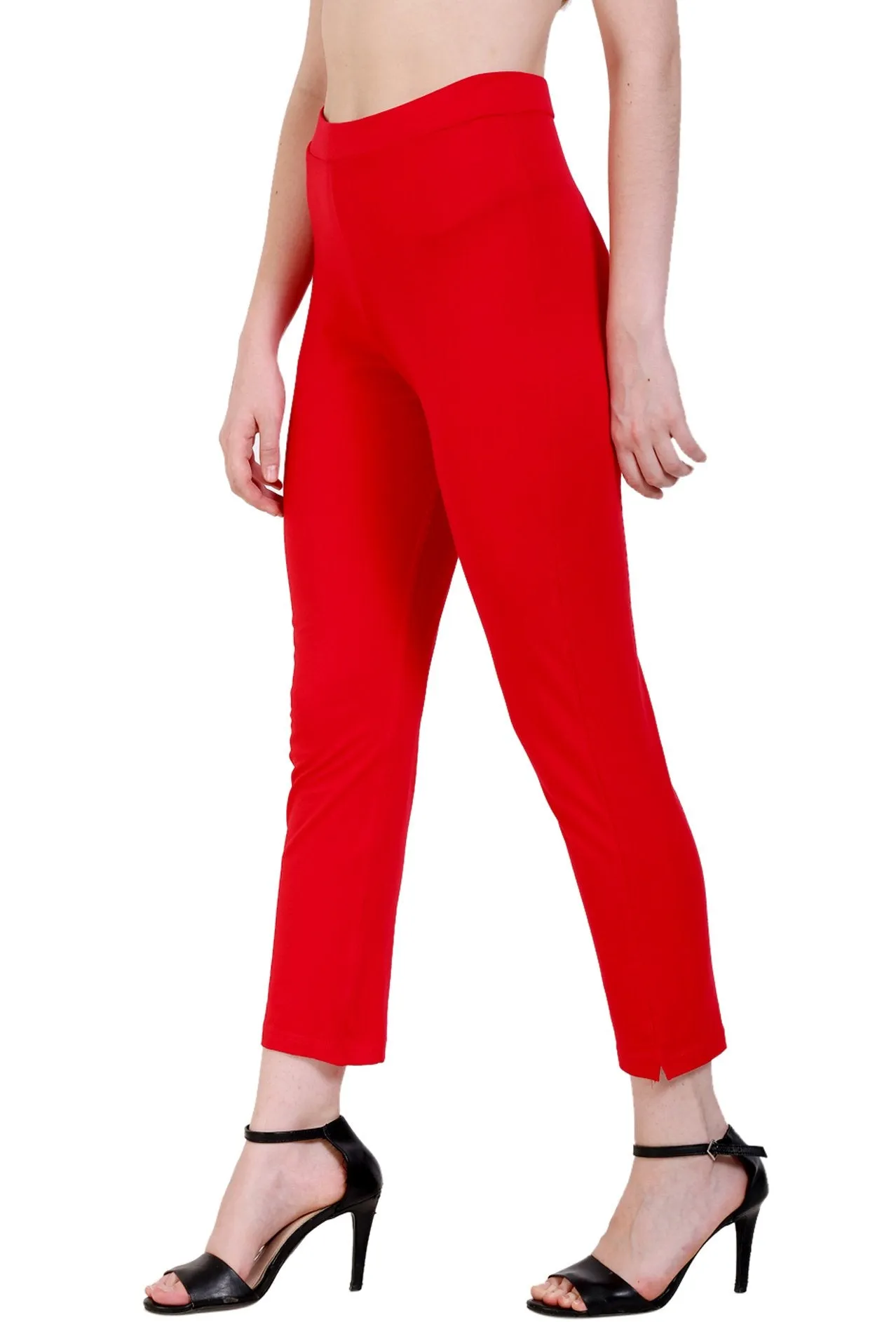 Sona Women's/Girl's International Soft  Cotton Regular Fit Straight Pants/Trouser-Red