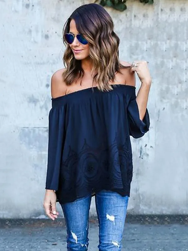 Stylish Off-the-shoulder Long Sleeves Blouse&shirt Tops