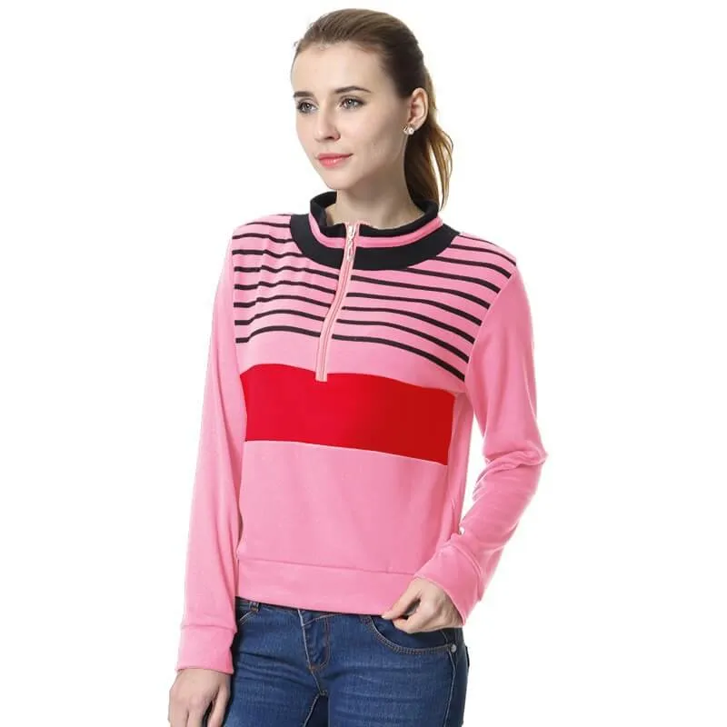 Thick Knitted Stripes Color Block Short Slim Coat