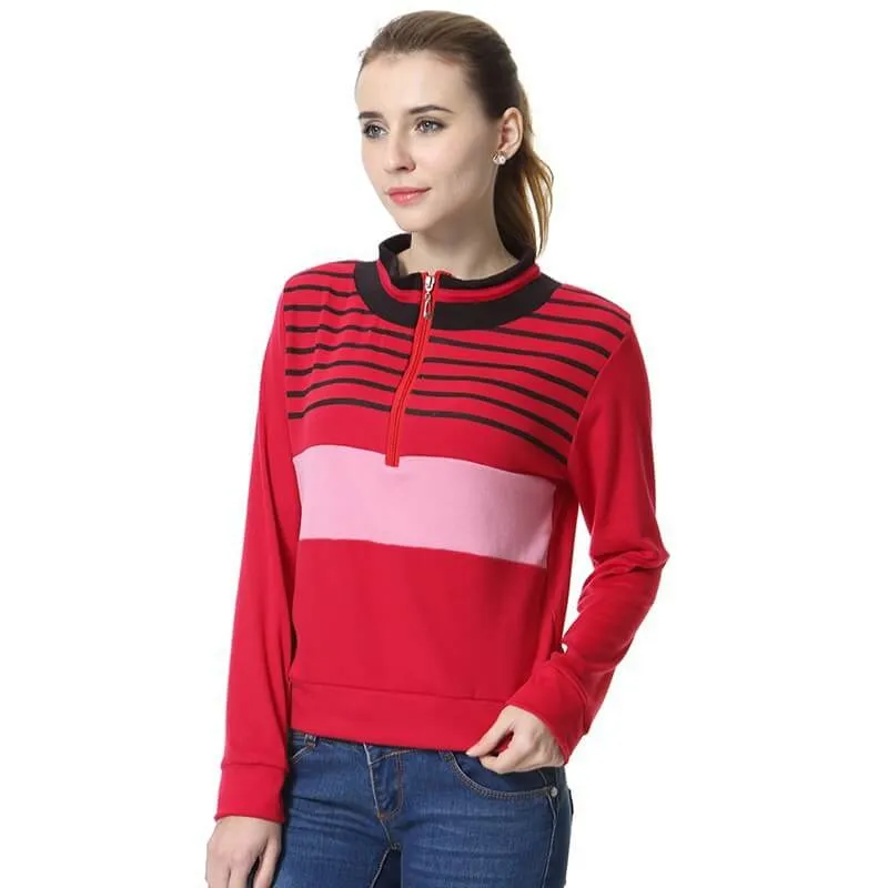 Thick Knitted Stripes Color Block Short Slim Coat