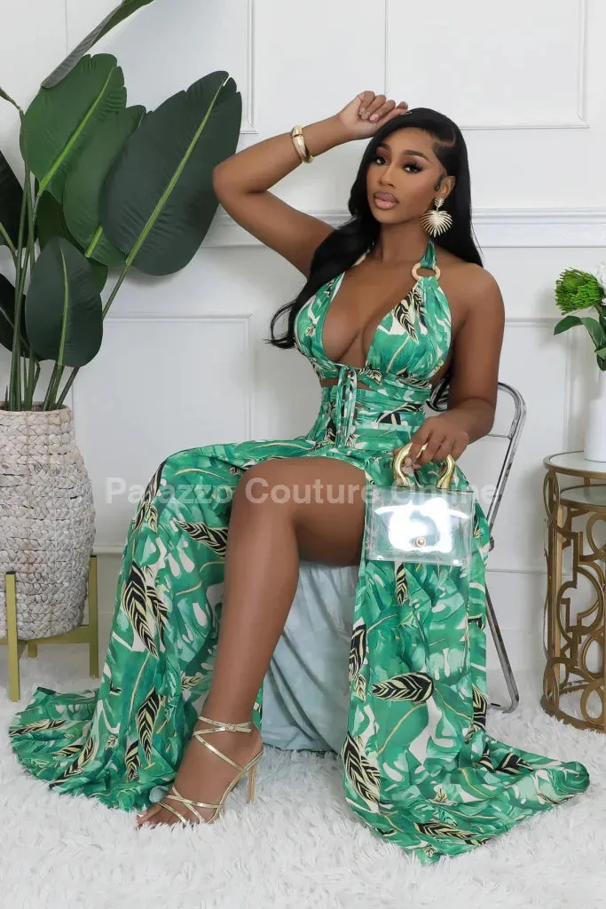 Tropical Allure Cutout Summer Maxi Dress
