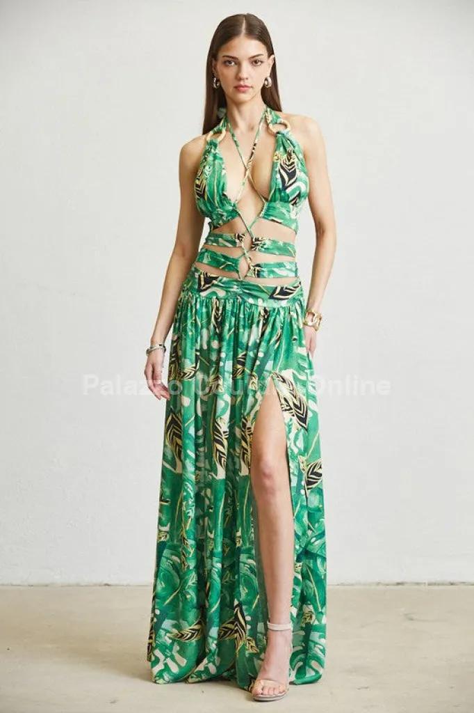 Tropical Allure Cutout Summer Maxi Dress