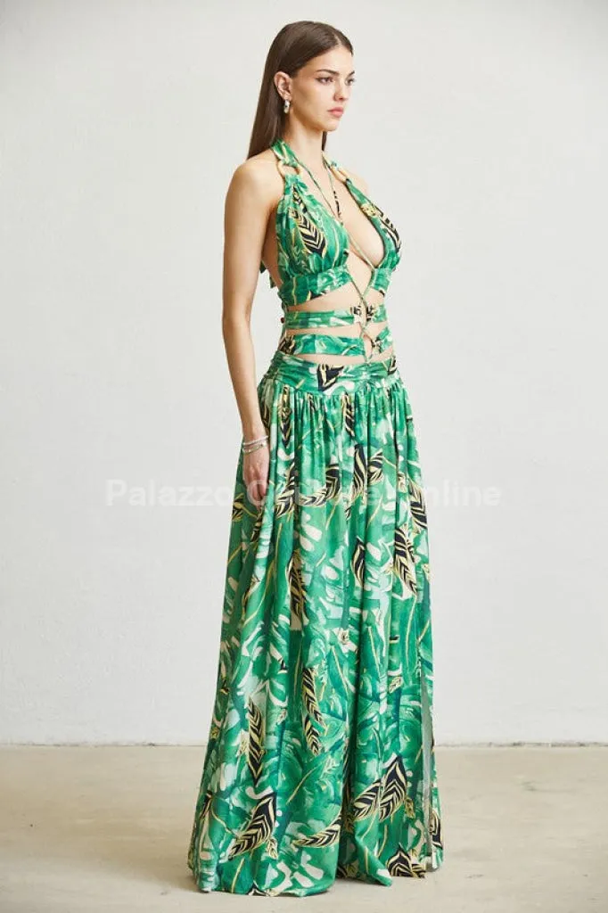 Tropical Allure Cutout Summer Maxi Dress