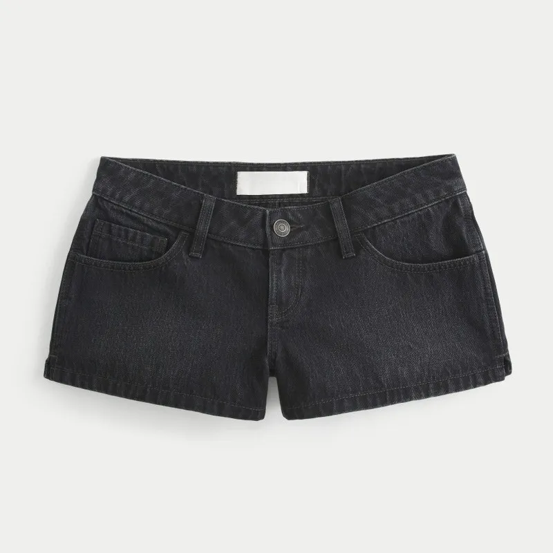 Ultra Low Denim Shorts – Modern Style with Split Hem Detail