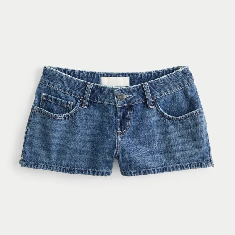 Ultra Low Denim Shorts – Modern Style with Split Hem Detail