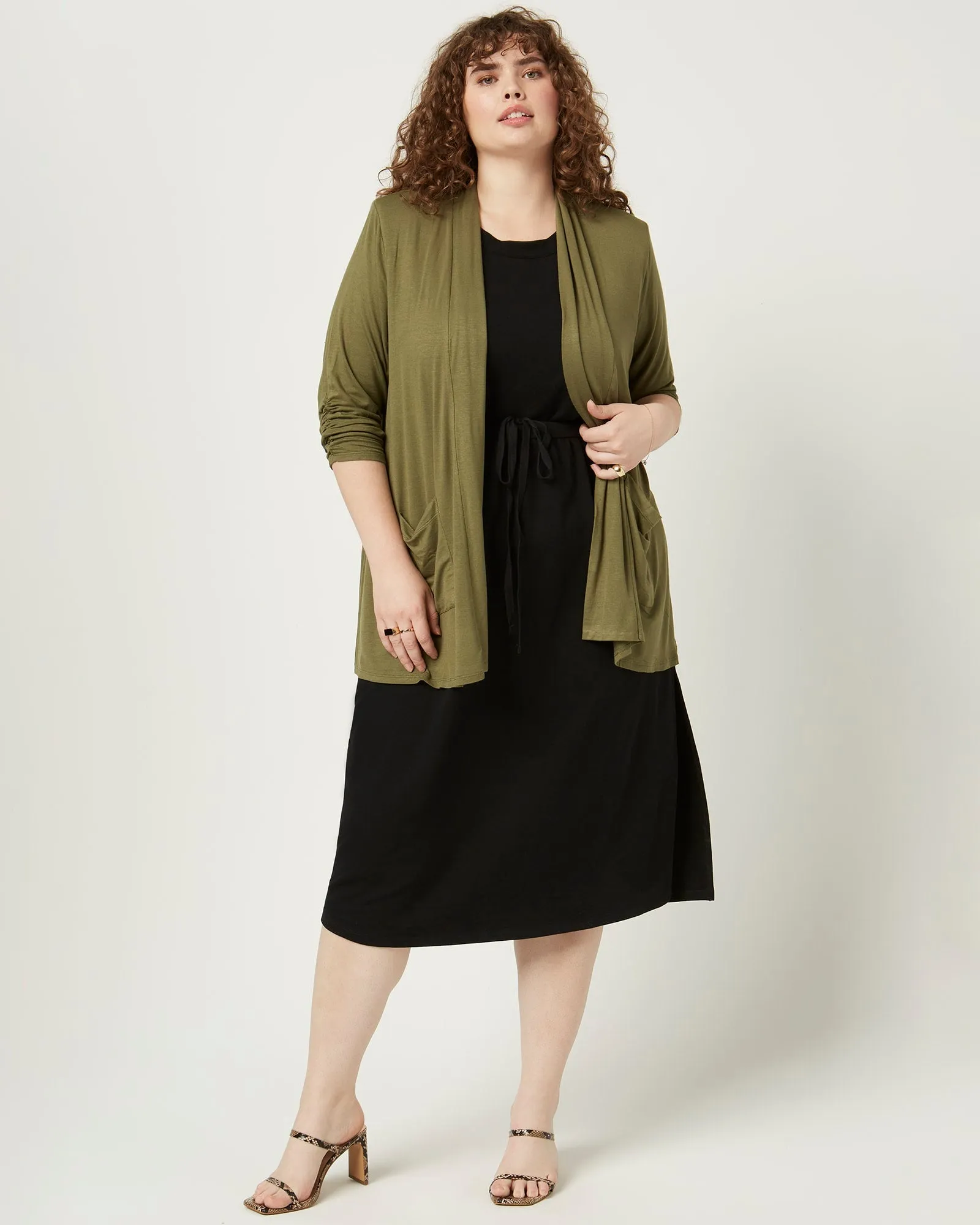 Valerie Short Sleeve Cardigan | Olive Green