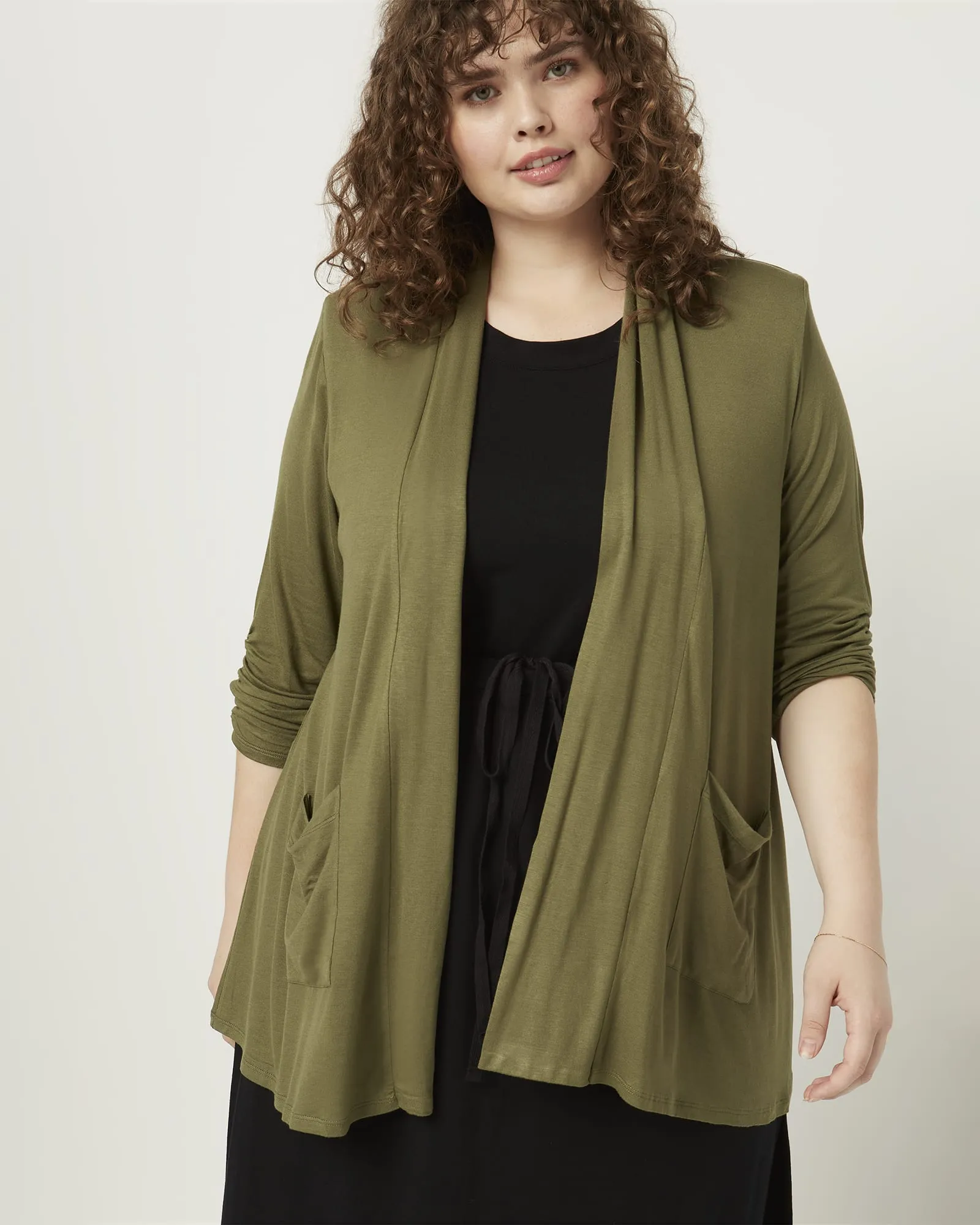 Valerie Short Sleeve Cardigan | Olive Green