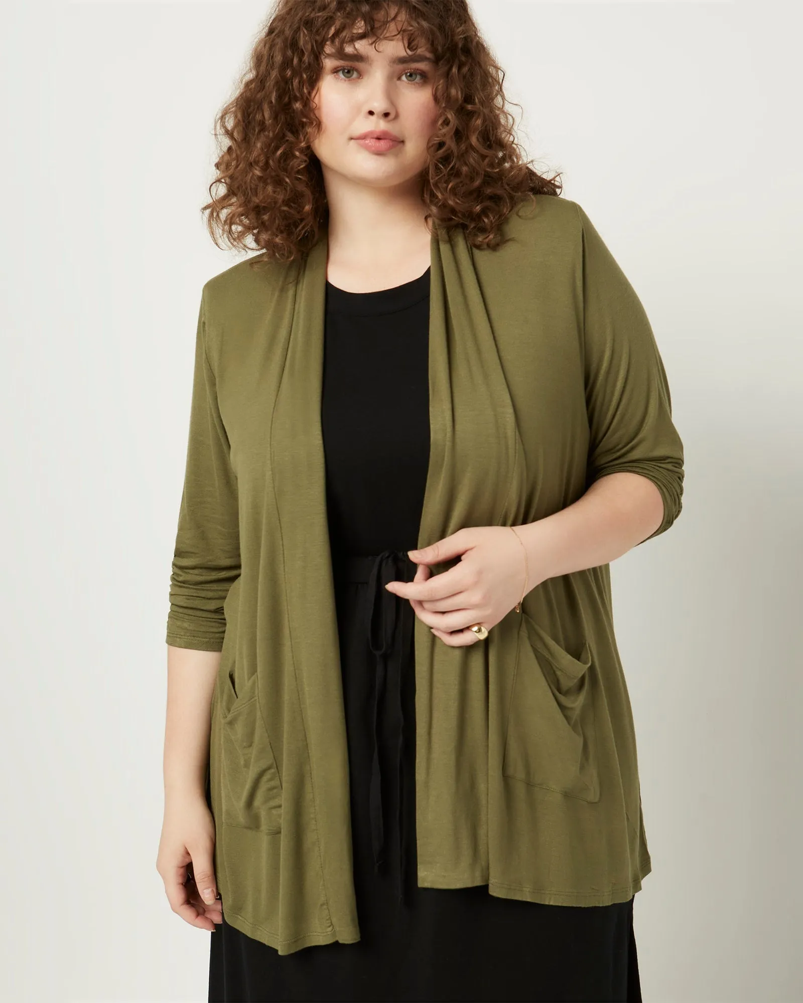 Valerie Short Sleeve Cardigan | Olive Green