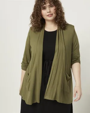Valerie Short Sleeve Cardigan | Olive Green