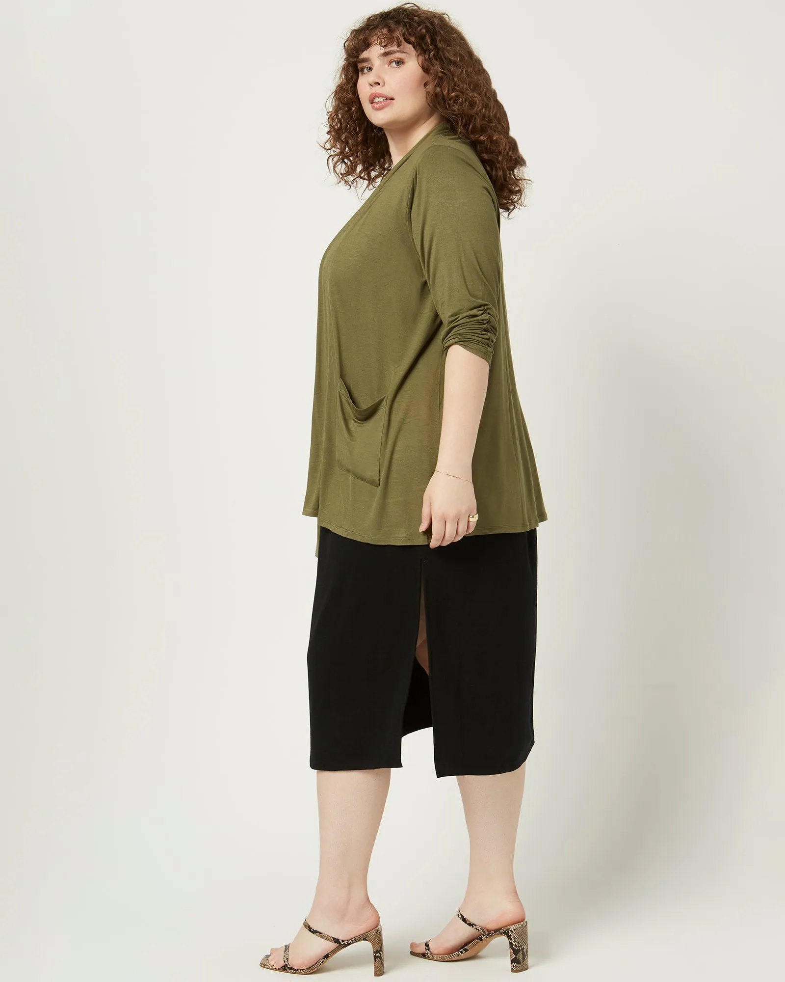 Valerie Short Sleeve Cardigan | Olive Green