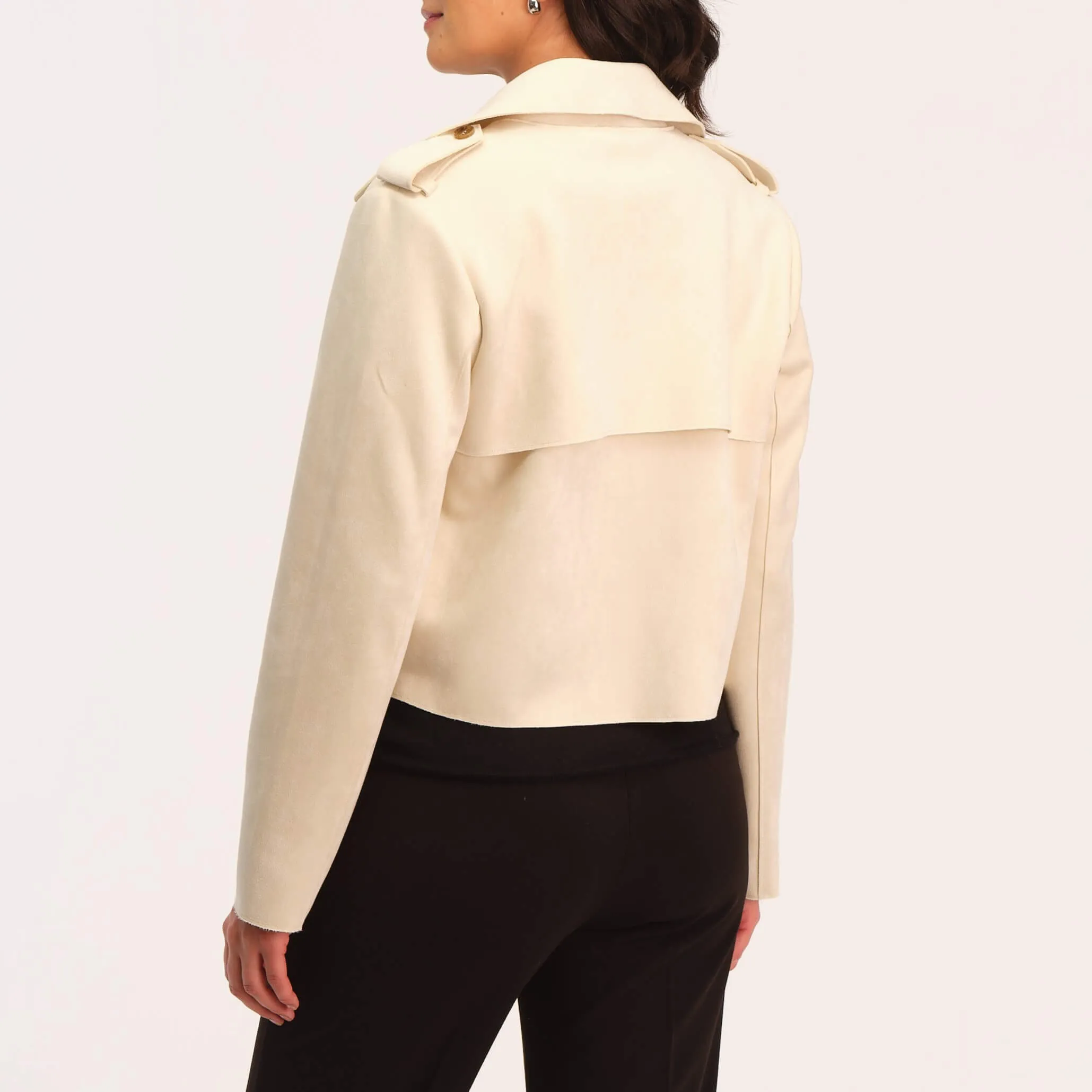 Vegan Suede Drape Front Jacket