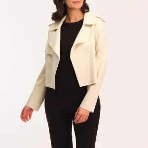 Vegan Suede Drape Front Jacket