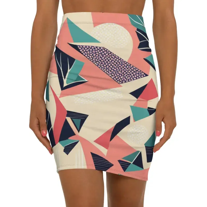Vibrant Pastel Abstract Womens Mini Skirt