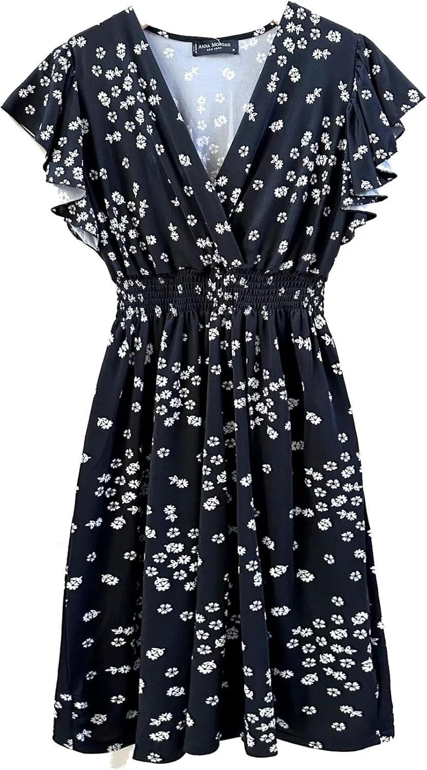 Vibrant V-Neck Knee Length Dress - Assorted Styles Plus & Regular Sizes