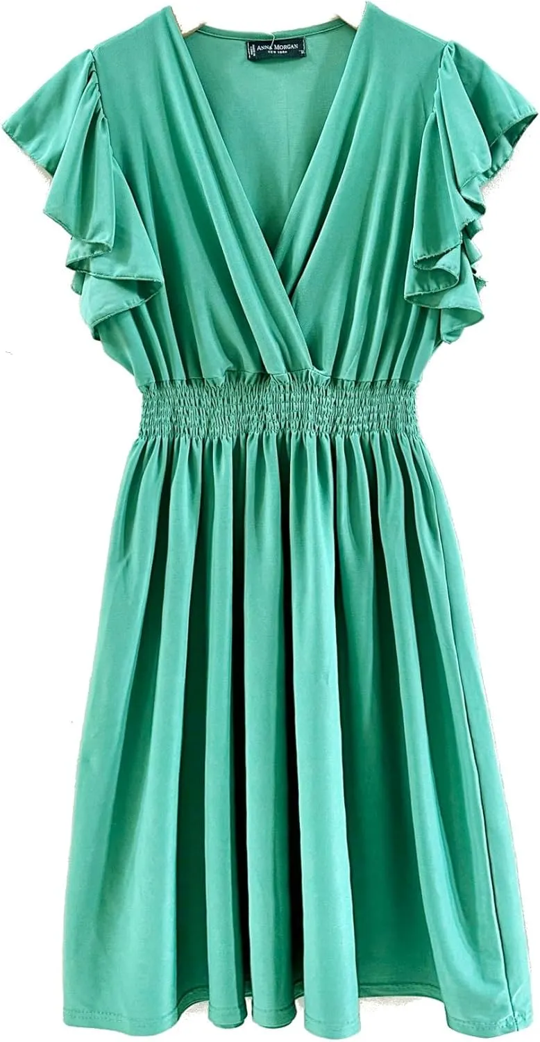 Vibrant V-Neck Knee Length Dress - Assorted Styles Plus & Regular Sizes