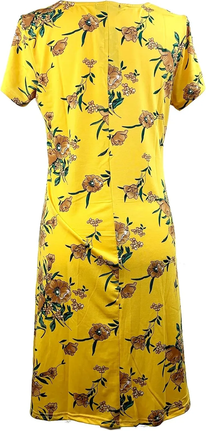 Vibrant V-Neck Knee Length Dress - Assorted Styles Plus & Regular Sizes