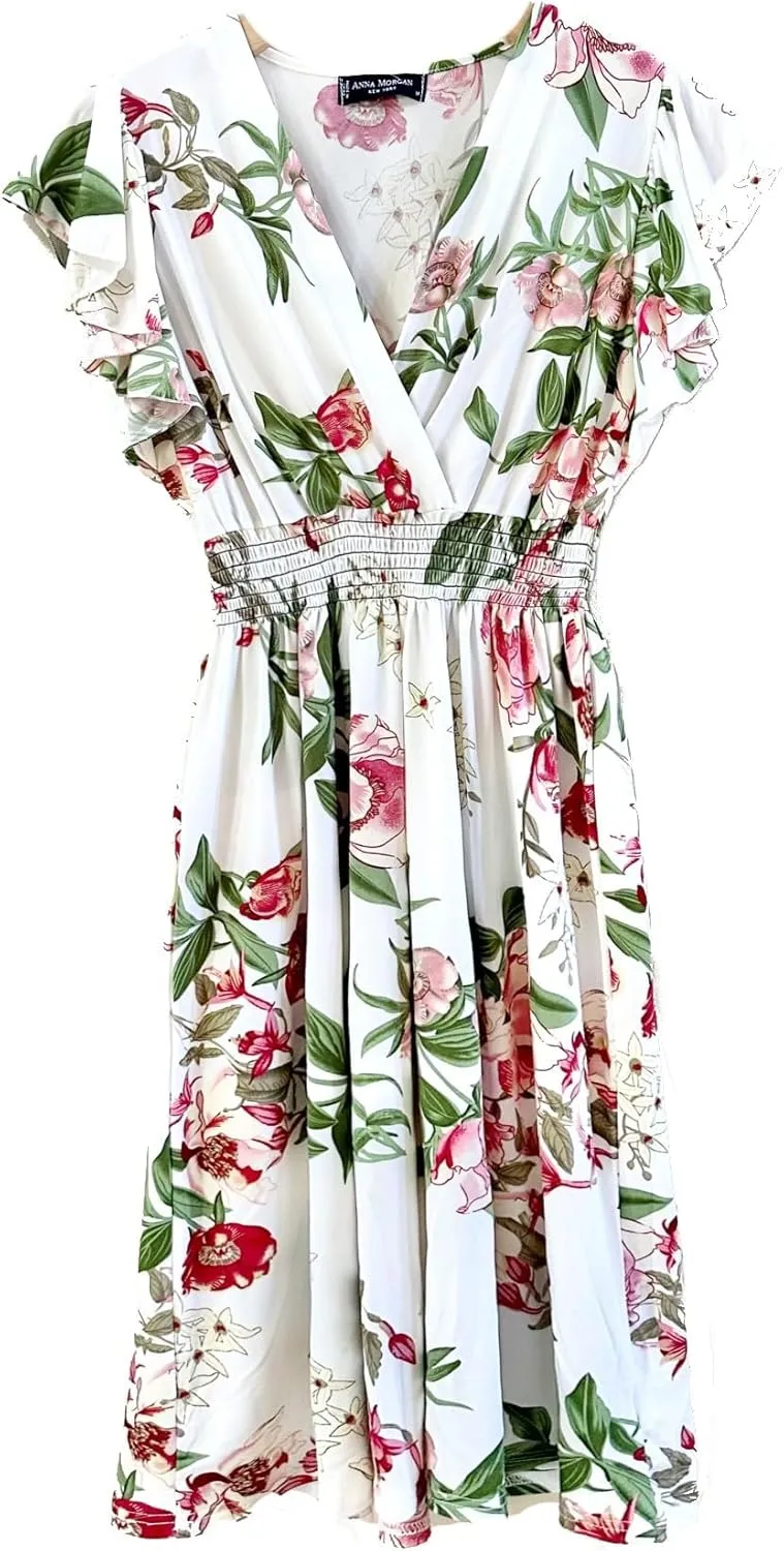 Vibrant V-Neck Knee Length Dress - Assorted Styles Plus & Regular Sizes