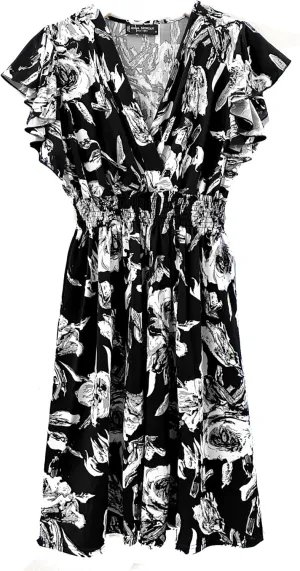 Vibrant V-Neck Knee Length Dress - Assorted Styles Plus & Regular Sizes
