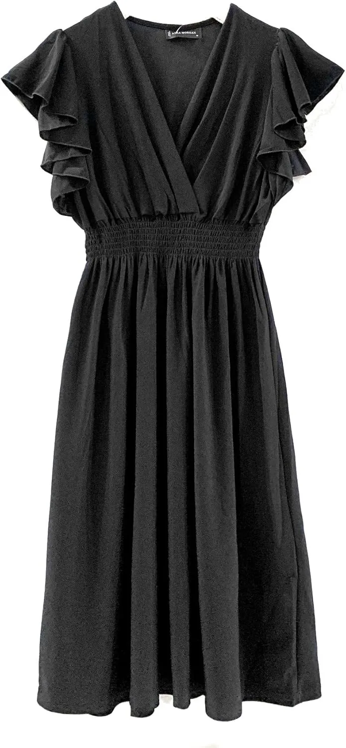 Vibrant V-Neck Knee Length Dress - Assorted Styles Plus & Regular Sizes