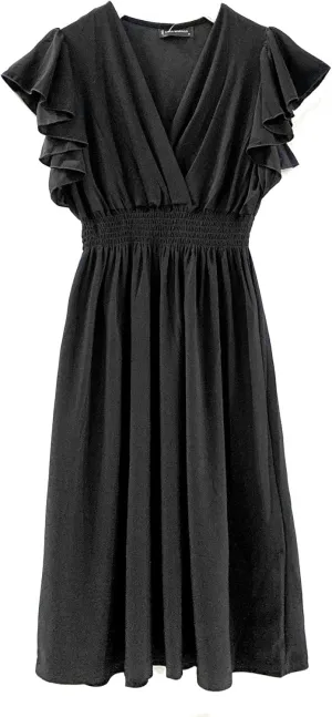 Vibrant V-Neck Knee Length Dress - Assorted Styles Plus & Regular Sizes