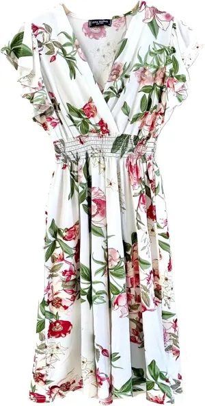 Vibrant V-Neck Knee Length Dress - Assorted Styles Plus & Regular Sizes