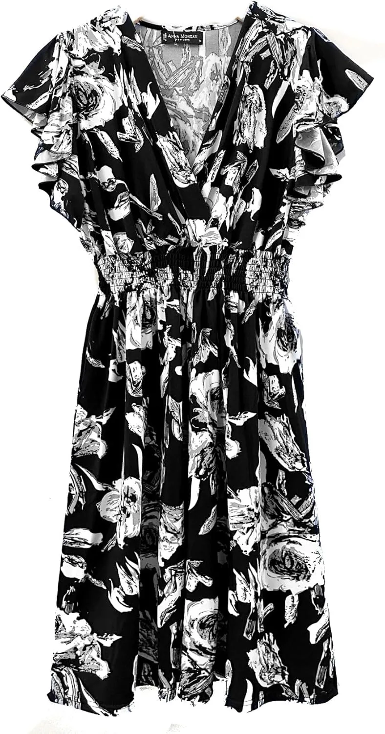 Vibrant V-Neck Knee Length Dress - Assorted Styles Plus & Regular Sizes