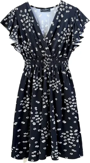 Vibrant V-Neck Knee Length Dress - Assorted Styles Plus & Regular Sizes