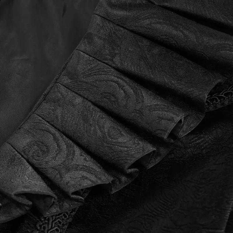 Vintage Zipper Long Flared Sleeves Jacket / Gothic Ruffled Collar Jackets