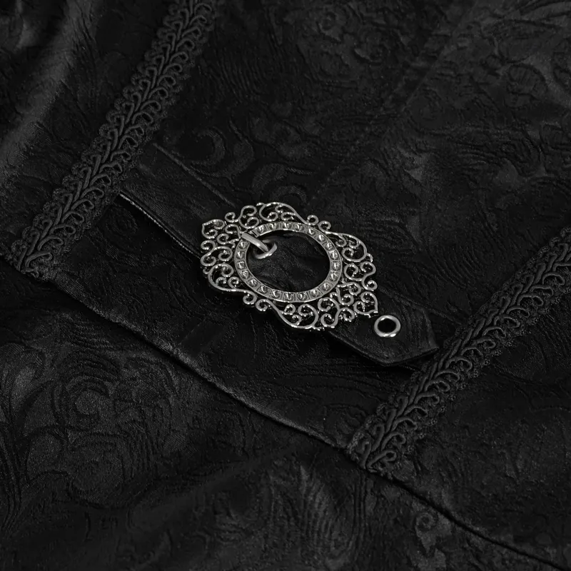 Vintage Zipper Long Flared Sleeves Jacket / Gothic Ruffled Collar Jackets