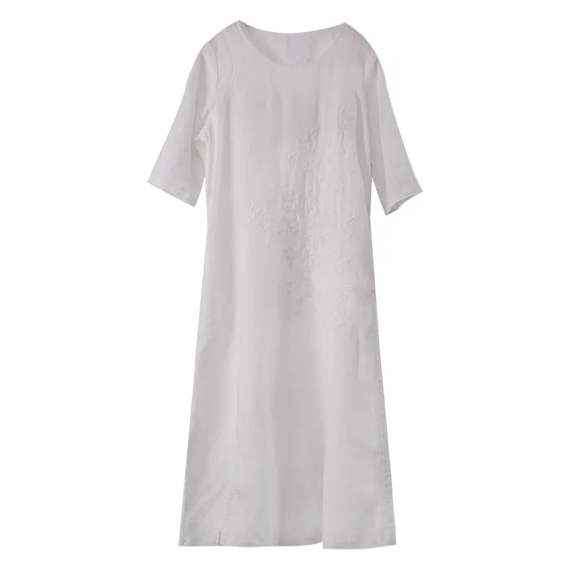 White Linen Women Dresses Spring Summer Women DressesWC961815