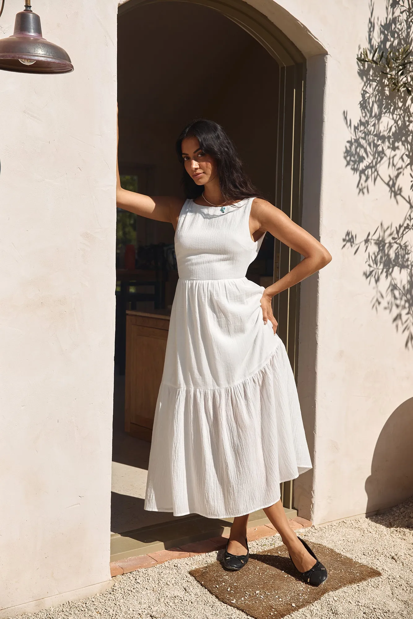 With The Wind Midi Dress White