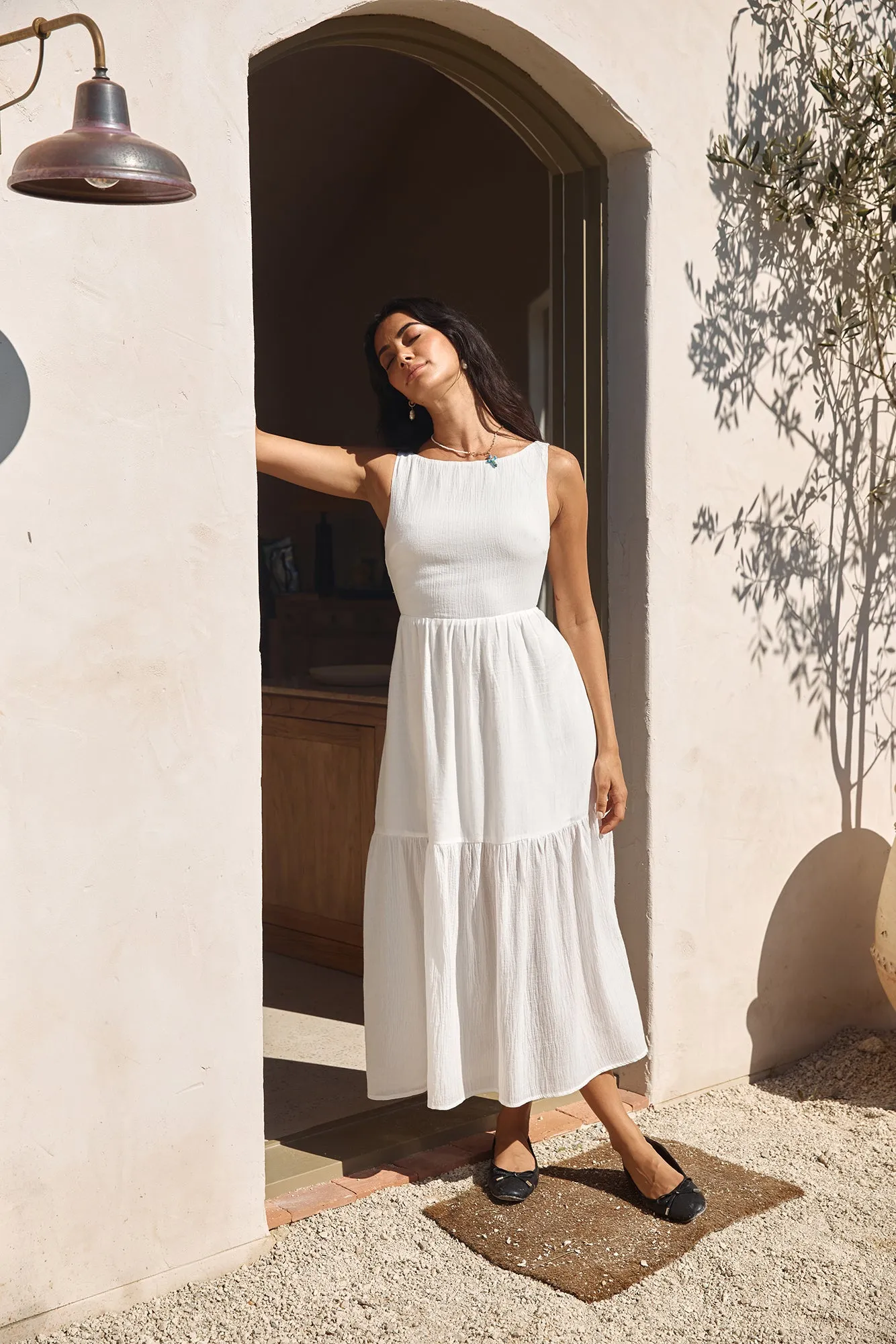 With The Wind Midi Dress White