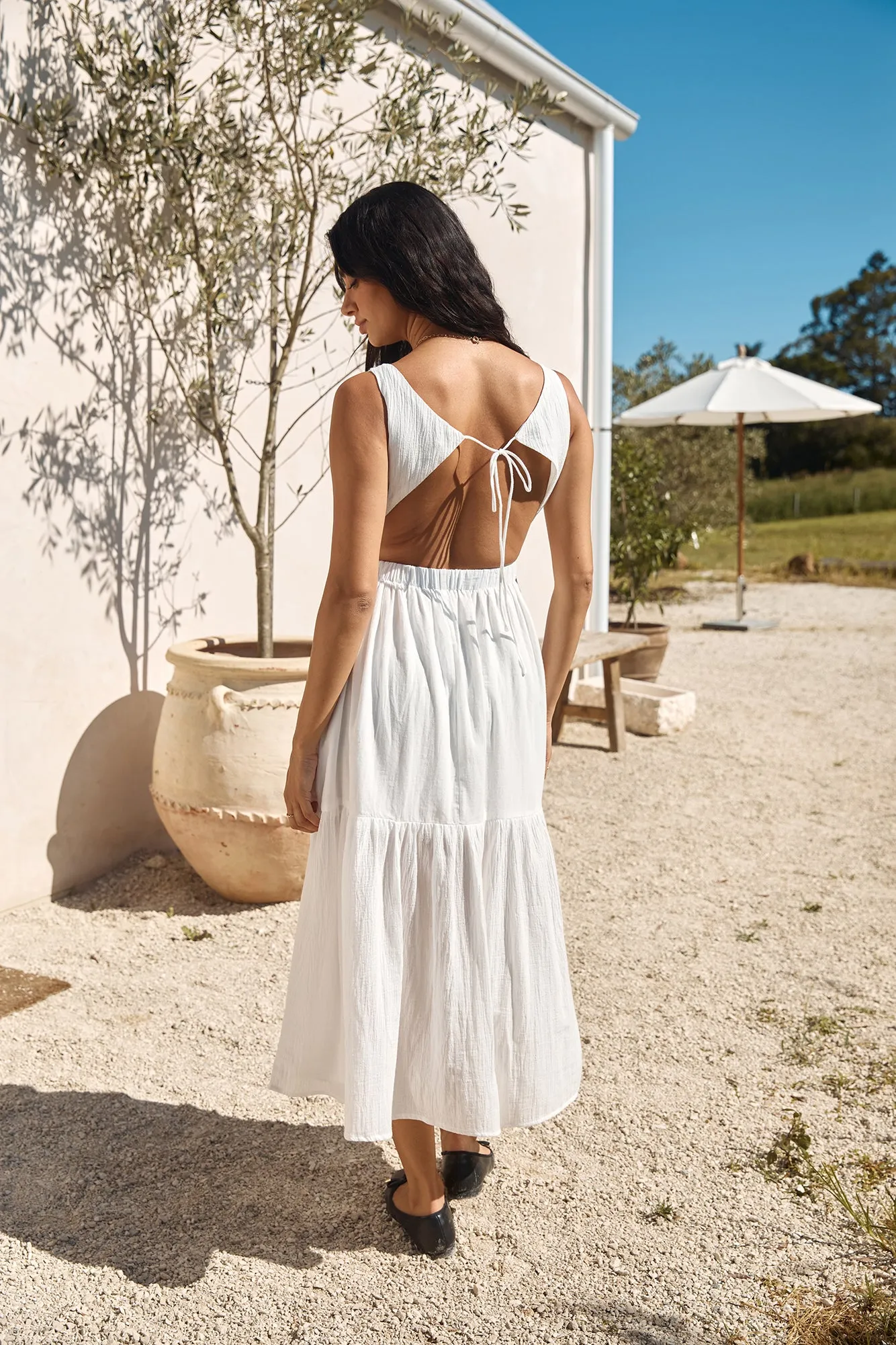 With The Wind Midi Dress White