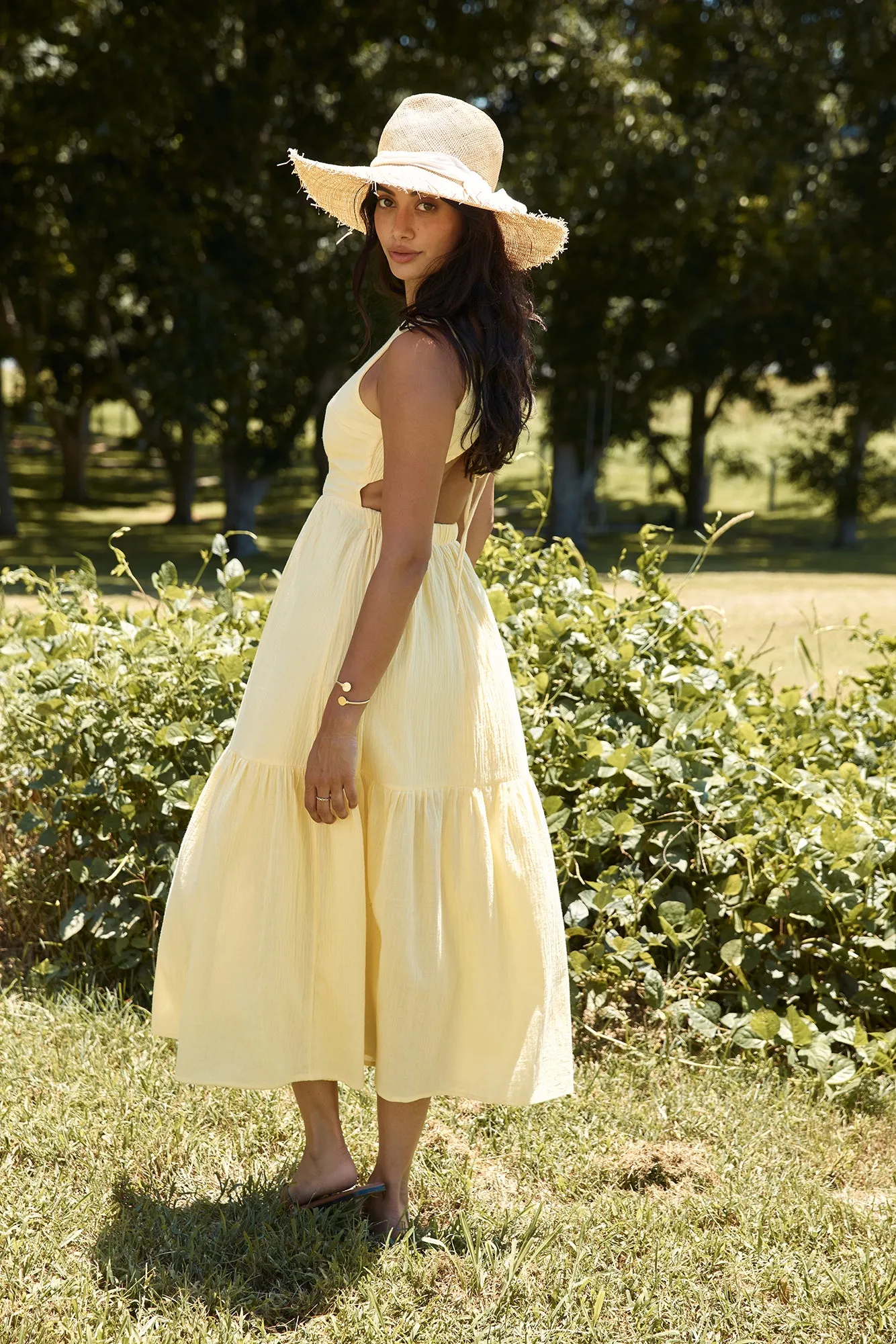 With The Wind Midi Dress Yellow