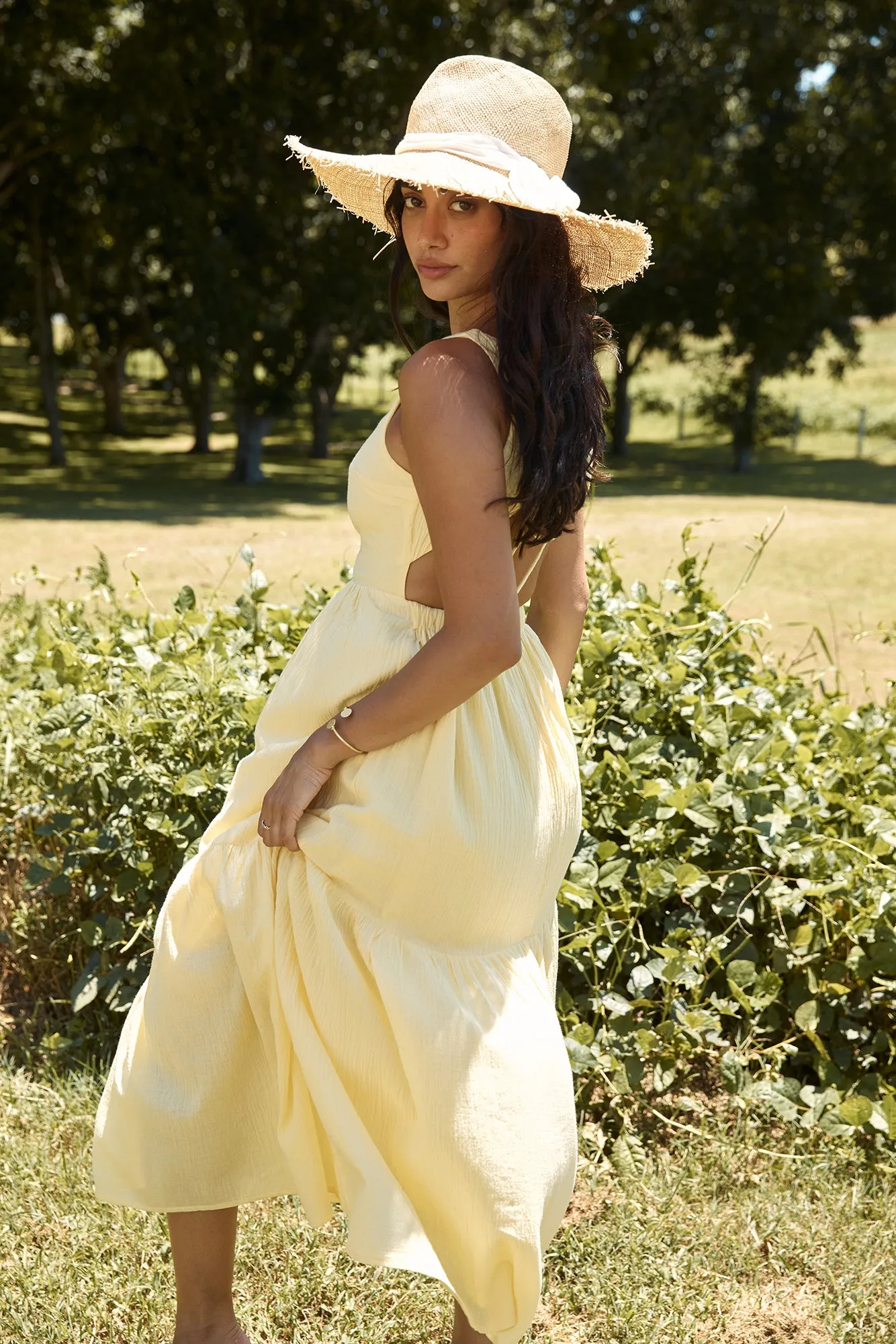 With The Wind Midi Dress Yellow