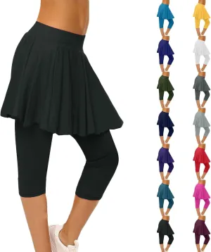 Women Quick Dry Tennis Skirts High Waisted Running Golf Athletic Skorts with Leggings Workout Gym Activewear Pants