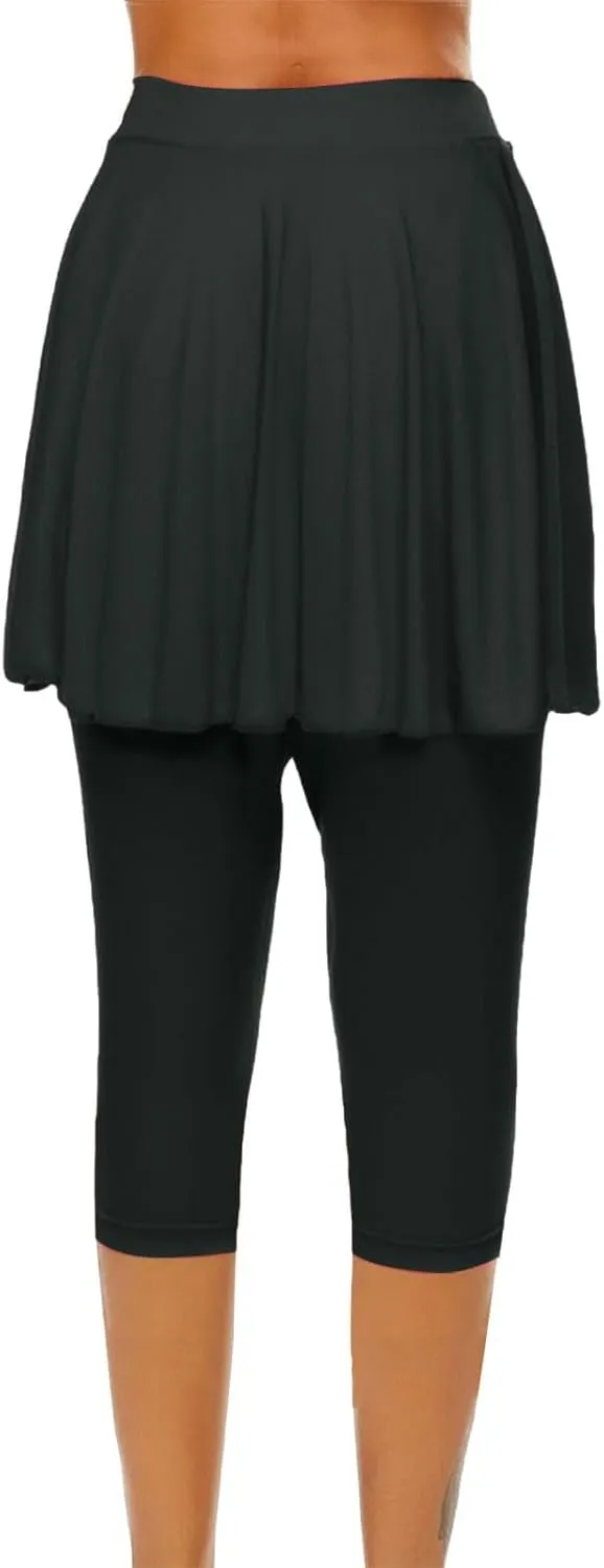 Women Quick Dry Tennis Skirts High Waisted Running Golf Athletic Skorts with Leggings Workout Gym Activewear Pants