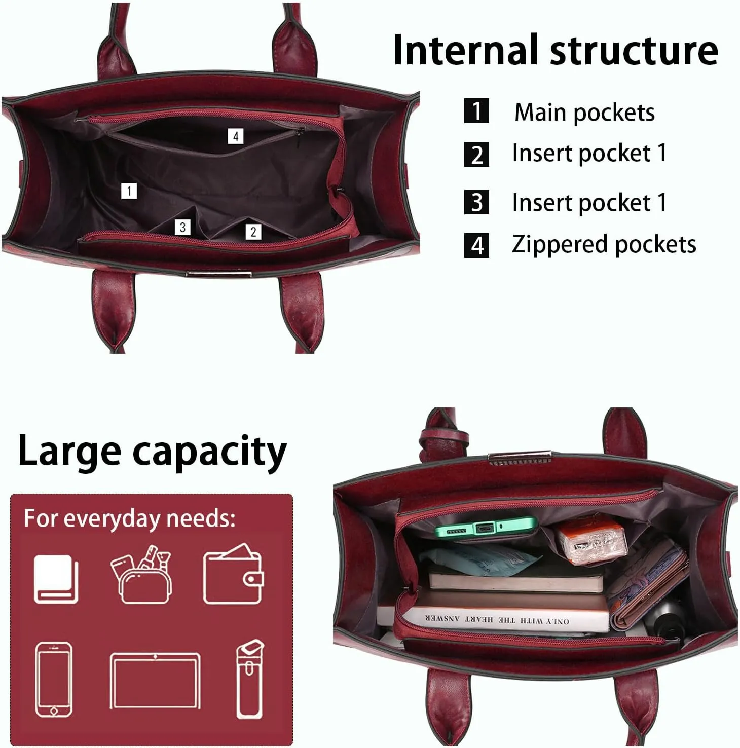 Women Tote Bag PU Leather Classy Briefcase for Work Waterproof Handbag Professional Shoulder Bag Women Business Office Bag