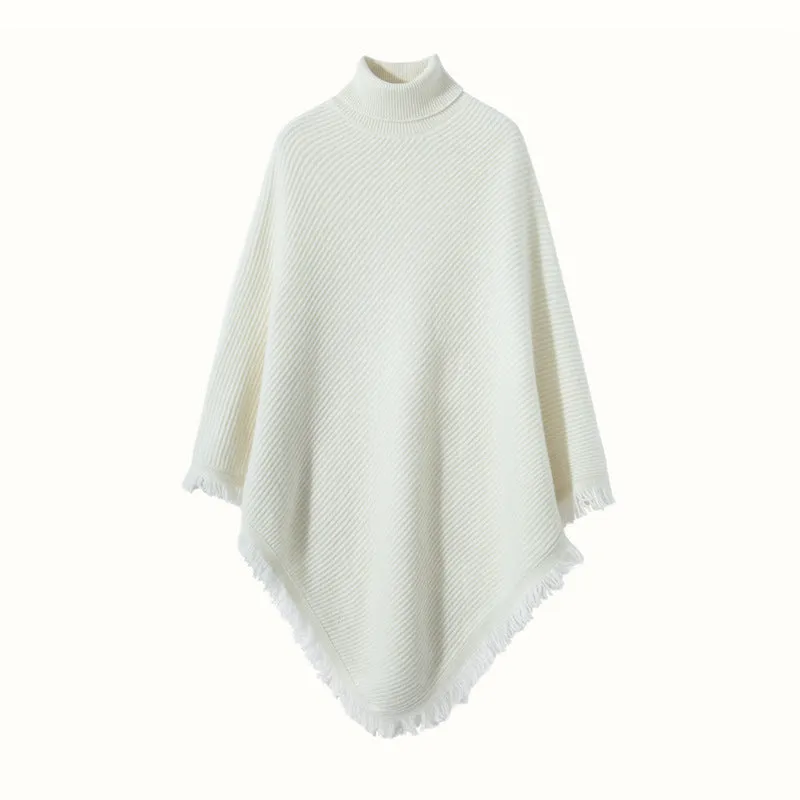Women's 100% Pure Cashmere Knitted Shawl Wrap - Extra Large Turtleneck Cloak Pashmina Stole