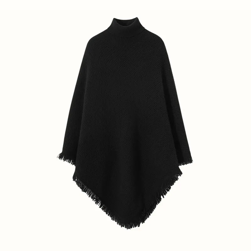 Women's 100% Pure Cashmere Knitted Shawl Wrap - Extra Large Turtleneck Cloak Pashmina Stole