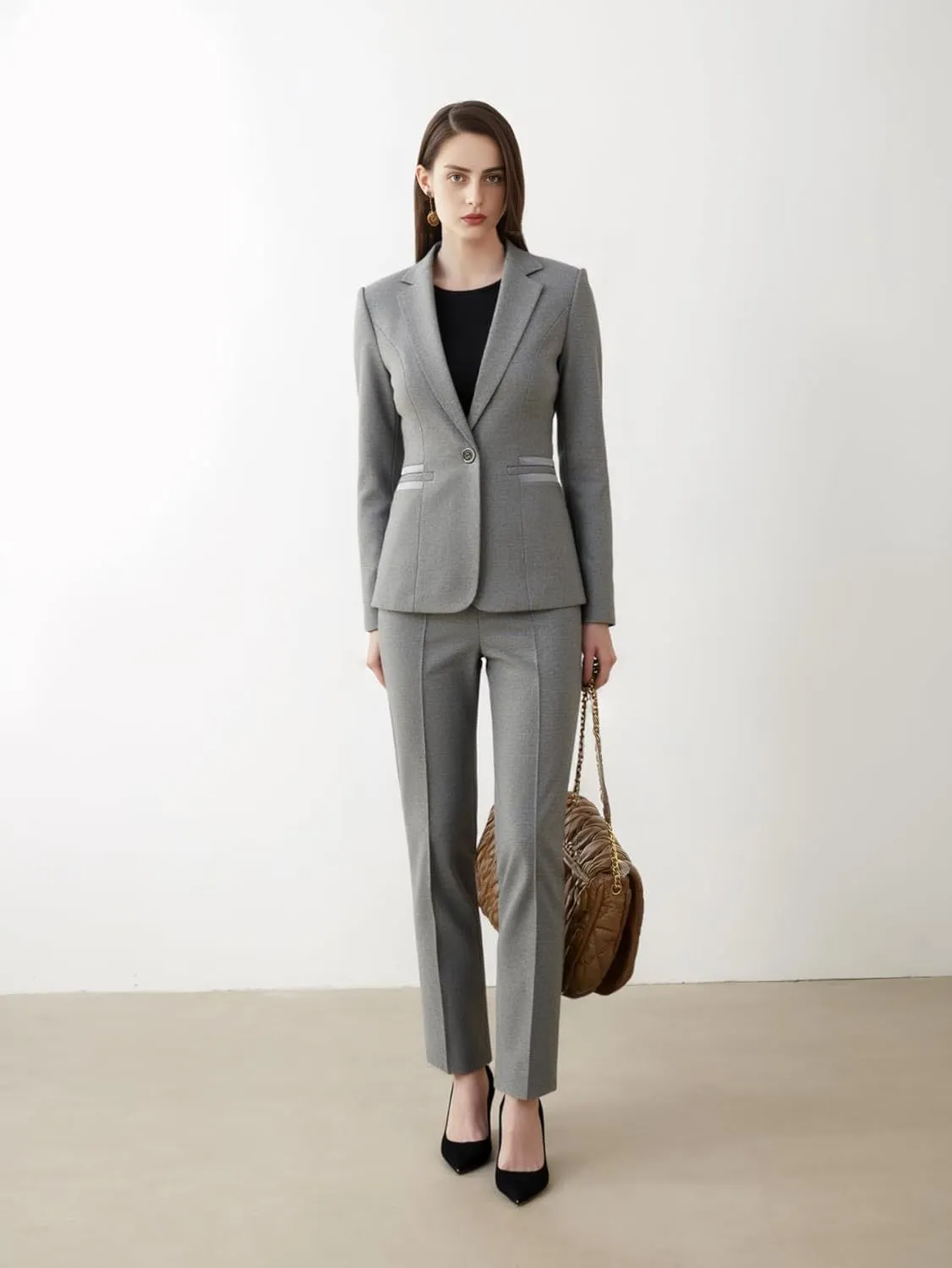 Women's 2 Piece Suit One Button Dressy Blazer Pants Suit Set Business Casual Outfits