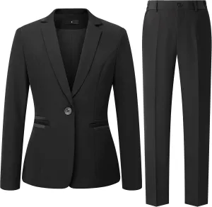 Women's 2 Piece Suit One Button Dressy Blazer Pants Suit Set Business Casual Outfits